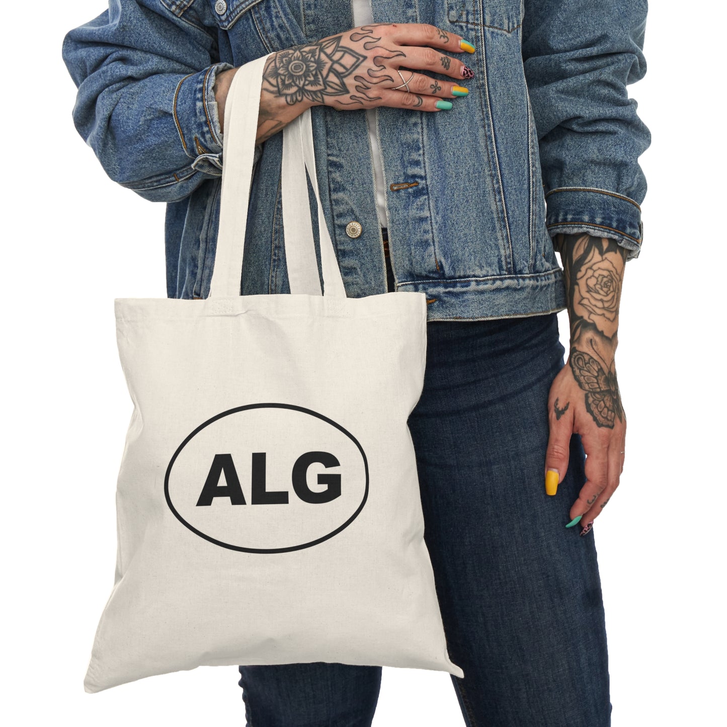 Minimalist Natural Tote Bag with ALG Design – Eco-Friendly Shopping Tote for Everyday Use